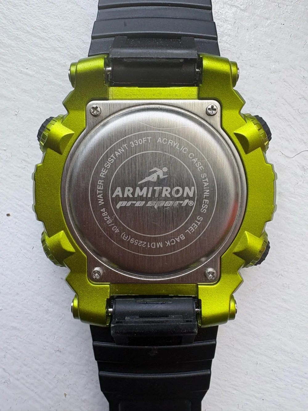 Armitron 40/8284LGN,  Men's Black Resin Watch, 100 Meter WR, Chronograph, Alarm